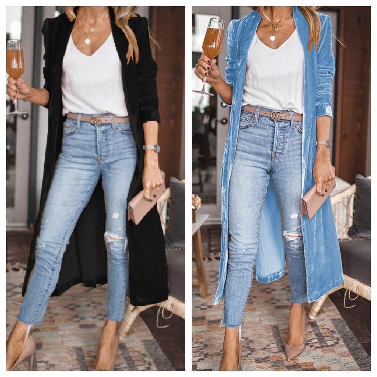 Women Coat Jacket Solid Color Soft Breathable Flannel Cardigan Mid-calf Length Soft Open Stitch Maxi Coat Women Clothing