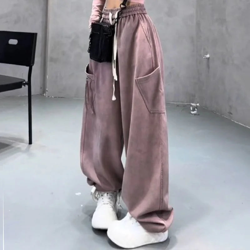 American High Street Straight-leg Casual Pants Women in Spring and Autumn Fashionable High-waist Loose Wide-leg Pants