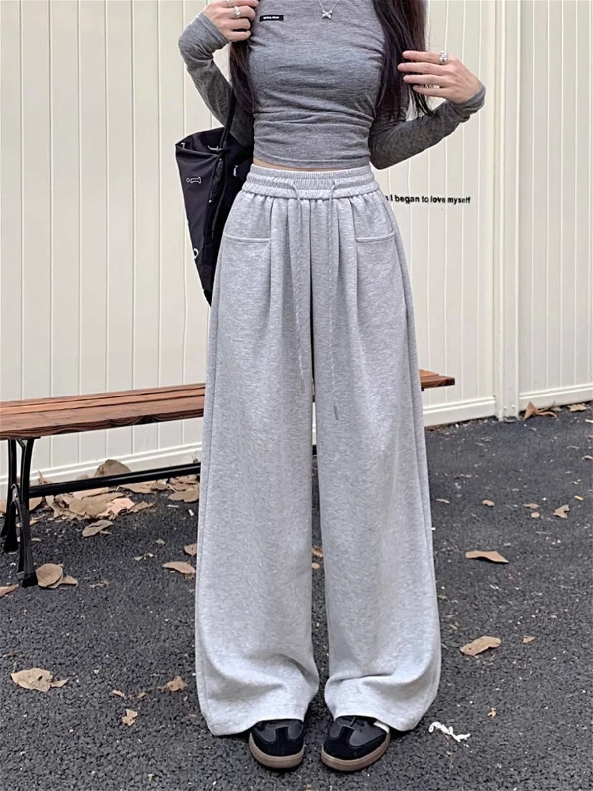 Straight Wide Leg Loose Pant Women Fahsion 2025 Spring Summer New Baggy Sweatpants High Waist Csual Street Pants Chic Trousers