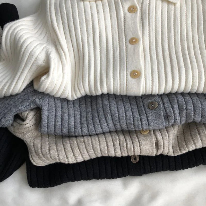 Lucyever High Quality Knit Cardigan Women Korean Fashion Turndown Collar Buttons Up Sweaters Solid Casual Long Sleeve Knitwear