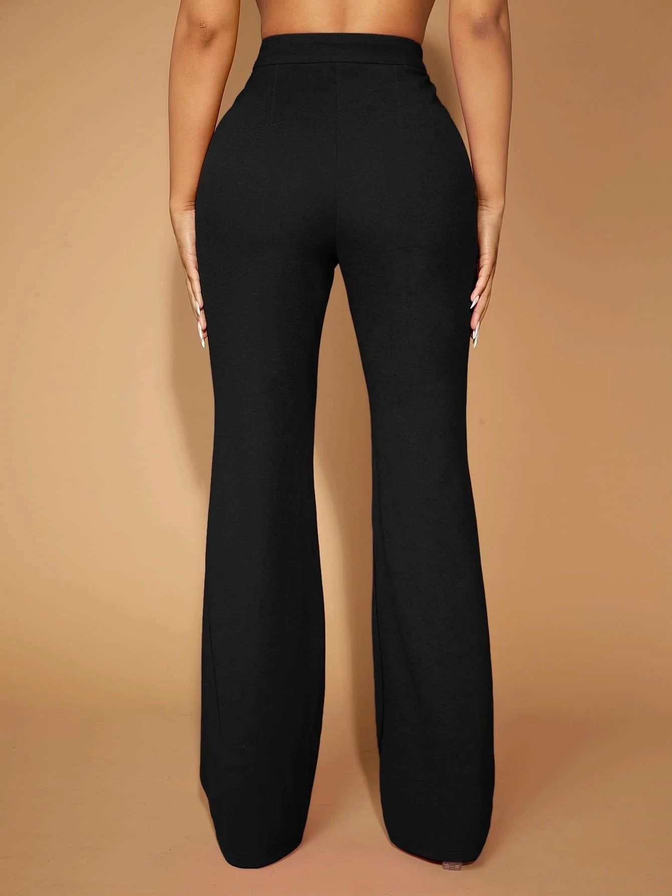Women's Plain High Waist Flare Leg Pants, Casual Comfy Bell Bottom Trousers for Daily wear, Ladies Bottom for All Season