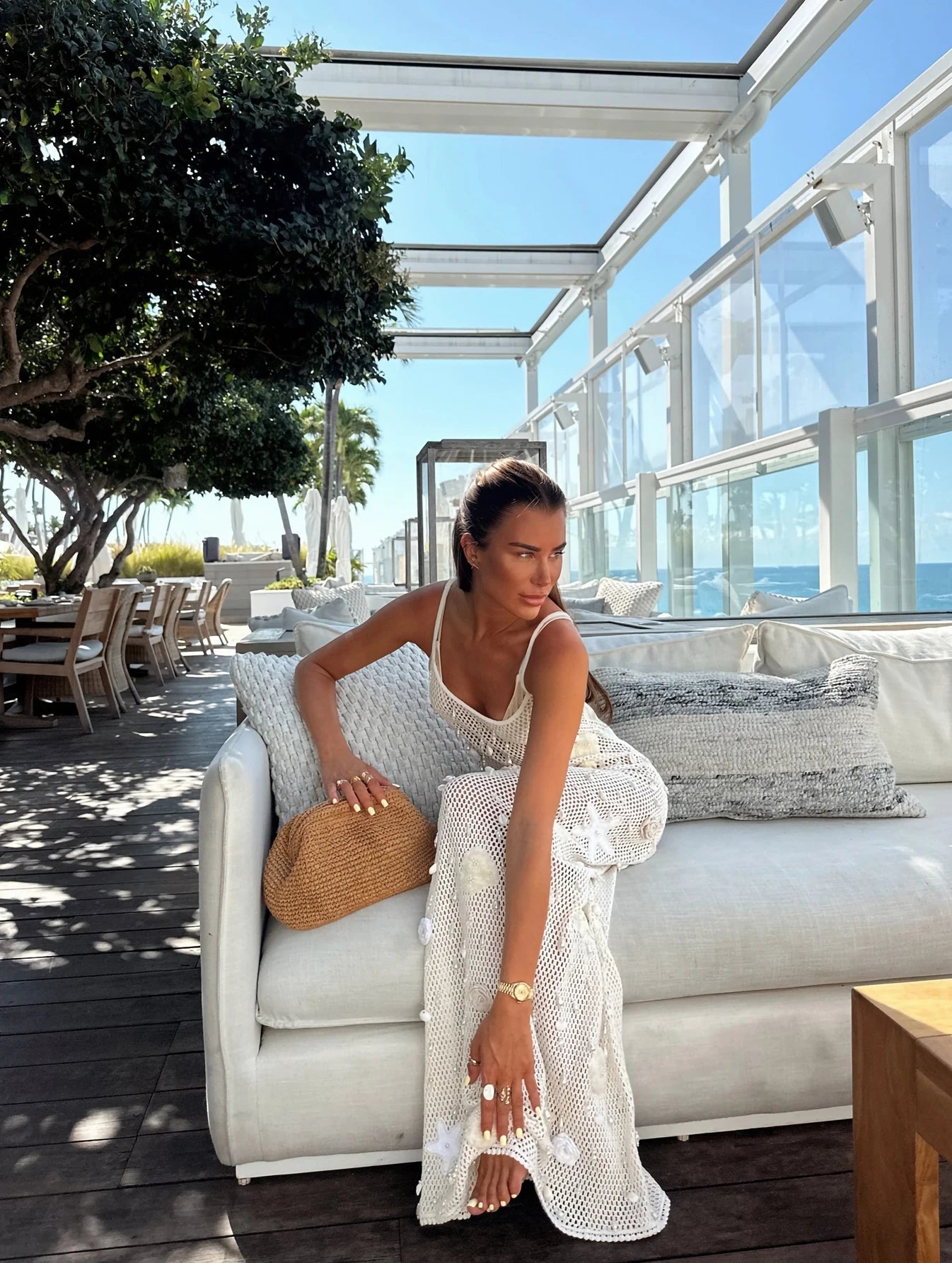 Knit Crochet Long Dress Sleeveless Dress Women Summer Party Dresses Cover Up Elegant Slim Maxi Vestidos Holiday Beach Robe