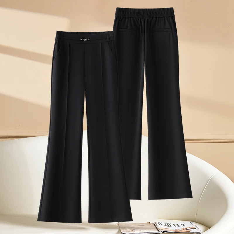 Casual micro flared pants for women's clothing in autumn 2025 new elastic high waisted elastic temperament flared pants S-3XL