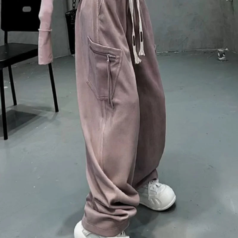 American High Street Straight-leg Casual Pants Women in Spring and Autumn Fashionable High-waist Loose Wide-leg Pants