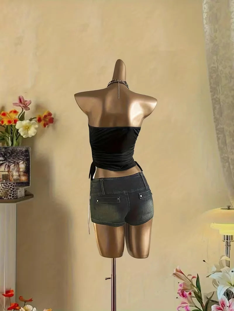 cropped top  ，Women's summer fashion vacation slim fit retro printed tank top